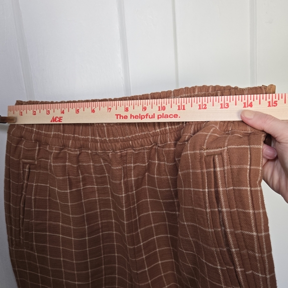 Madewell Waffleback‎ Pull-On High-Rise Tapered Pants Windowpane Brown Size S - Picture 14 of 14